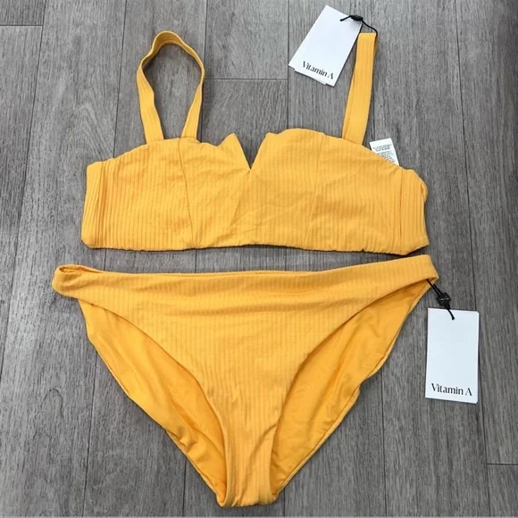 NWT Vitamin A Kaya Bikini Set in Iced Mango Eco Ribbed - Picture 3 of 5